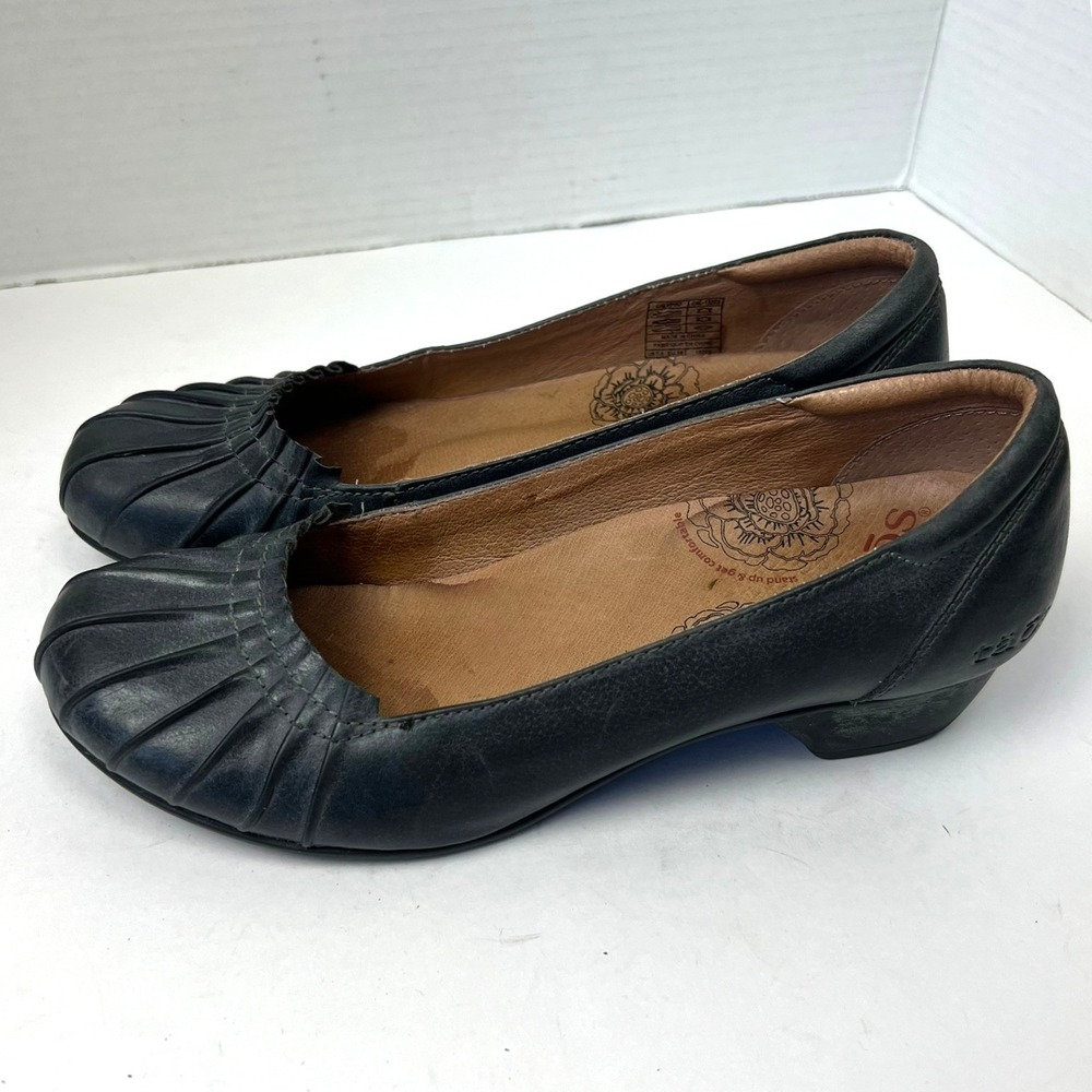 Taos Calypso Leather Ruched Round Toe Low Heel Pumps Shoes Womens 7.5 Retro Cute